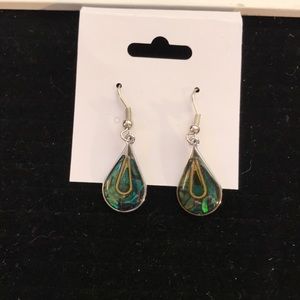 Iridescent Green Tear Drop Earrings